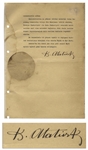 Rare Document Signed by the Founder of the Republic of Turkey and Its First President, Mustafa Kemal Ataturk
